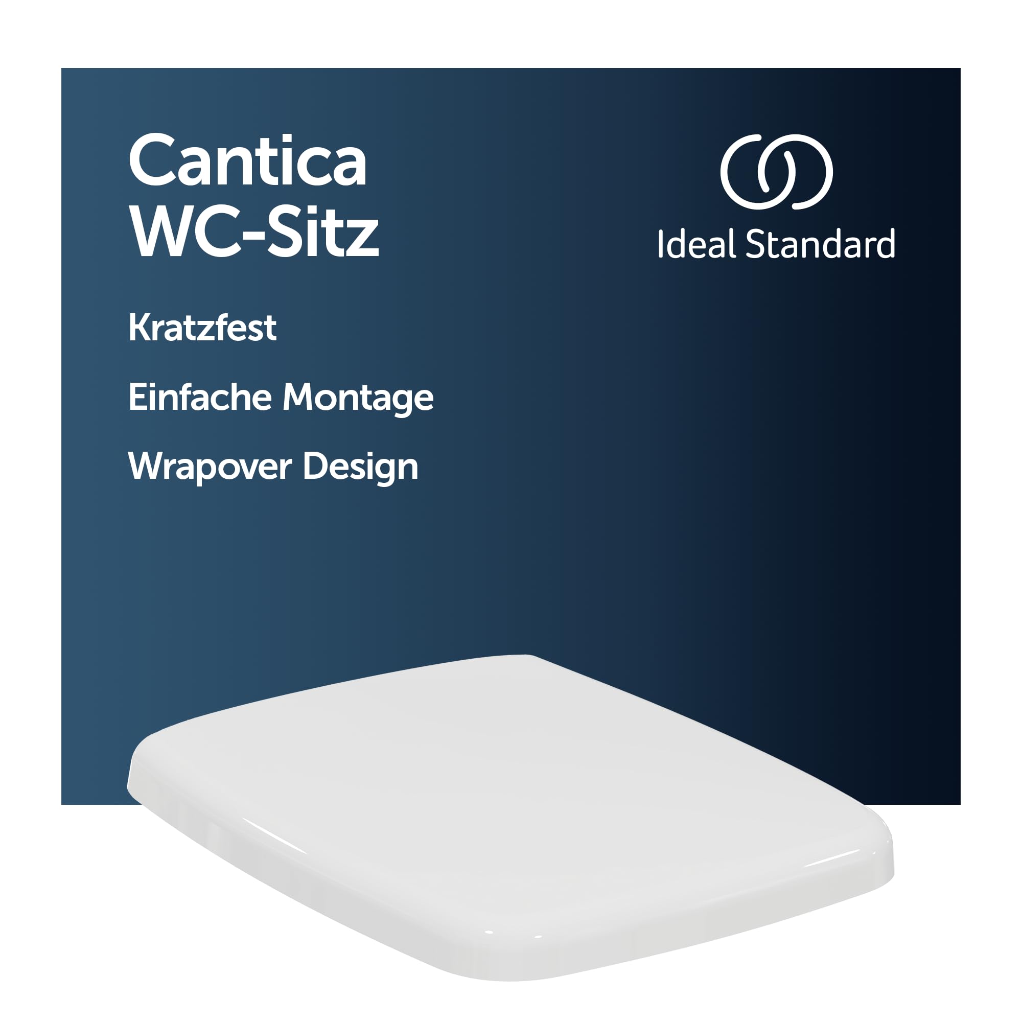 Ideal Standard Cantica WC-Sitz Wrapover, eckig – Weiß (Alpin) | WC-Sitz aus langlebigen Material hergestellt, T629901