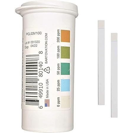 Bartovation Restaurant Chlorine Sanitizer Plastic Test Strips 0 200 Ppm Moisture Wicking Vial Of 100 Strips Amazon Co Uk Garden Outdoors