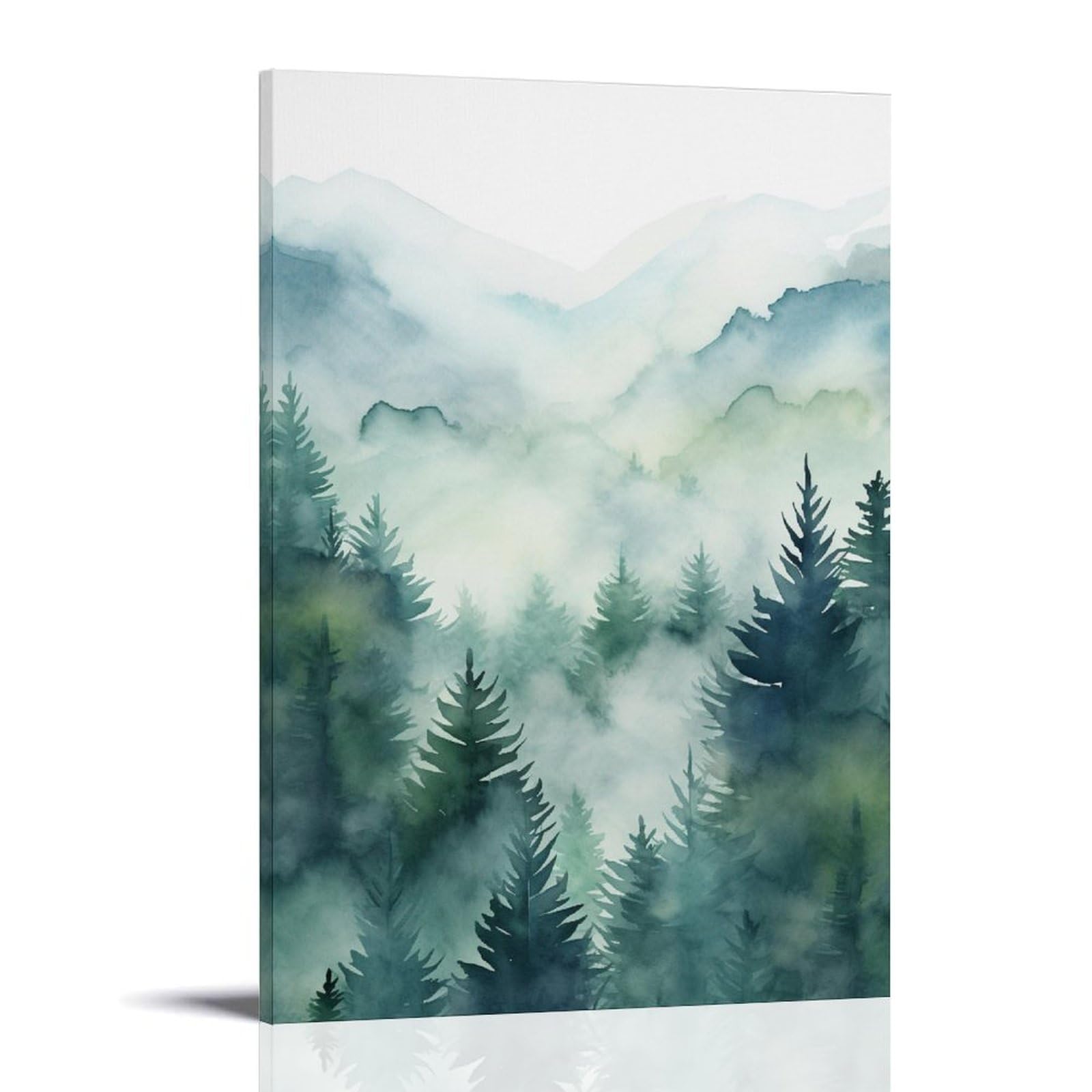 FYFMUSHE Vintage Tree Canvas Wall Art Paintings Abstract Watercolor Misty Woods Scenery Pictures on Canvas Prints Framed Ready to Hang Artwork for Bedroom Home Decor 16x24inch(40x60cm)