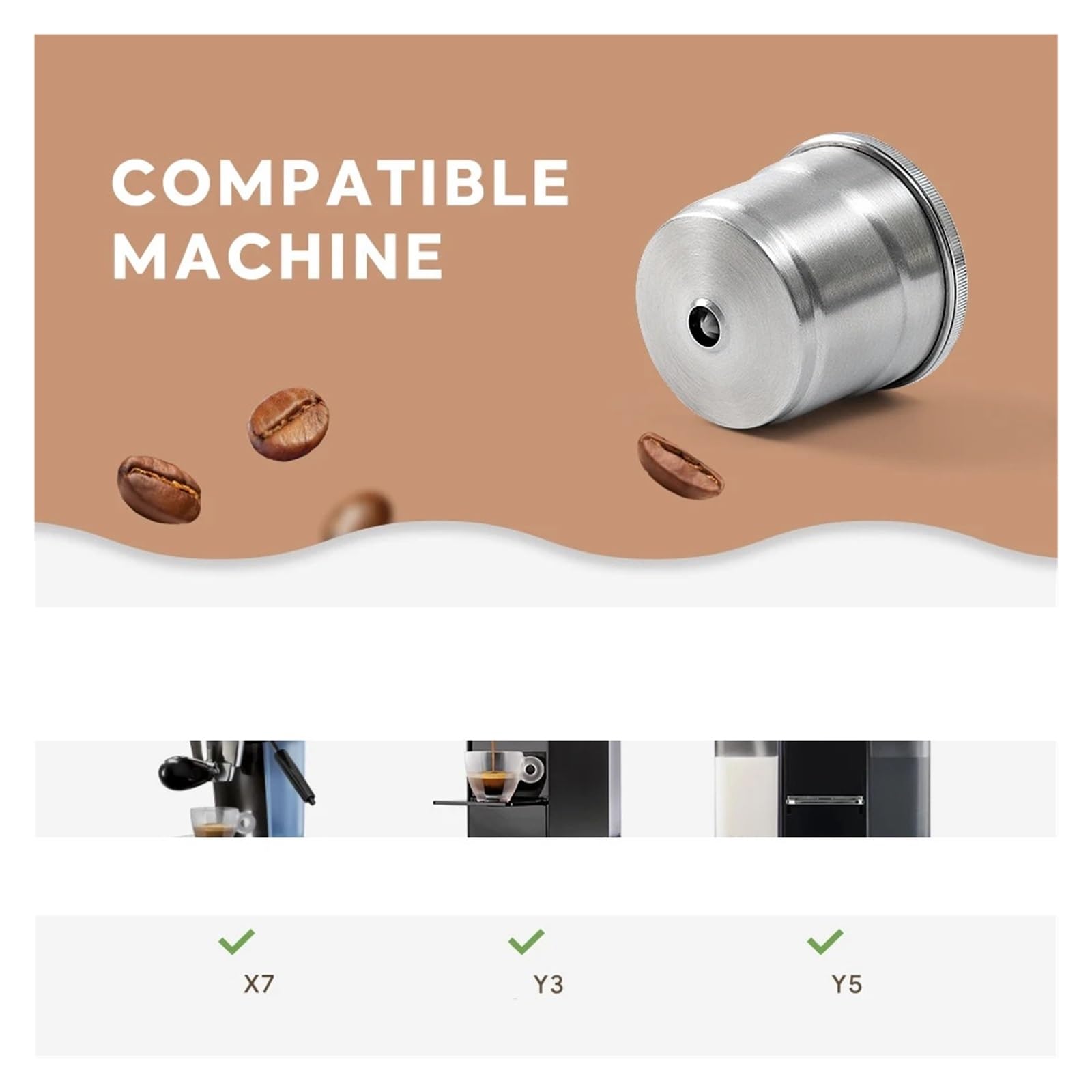 Compatible Con Illy, Máquina De Café X7 Y3 Y5, Cápsula De Café De Acero Inoxidable De Metal, Cápsula Recargable, Ajuste De Taza De Filtro Reutilizable(3PCS)