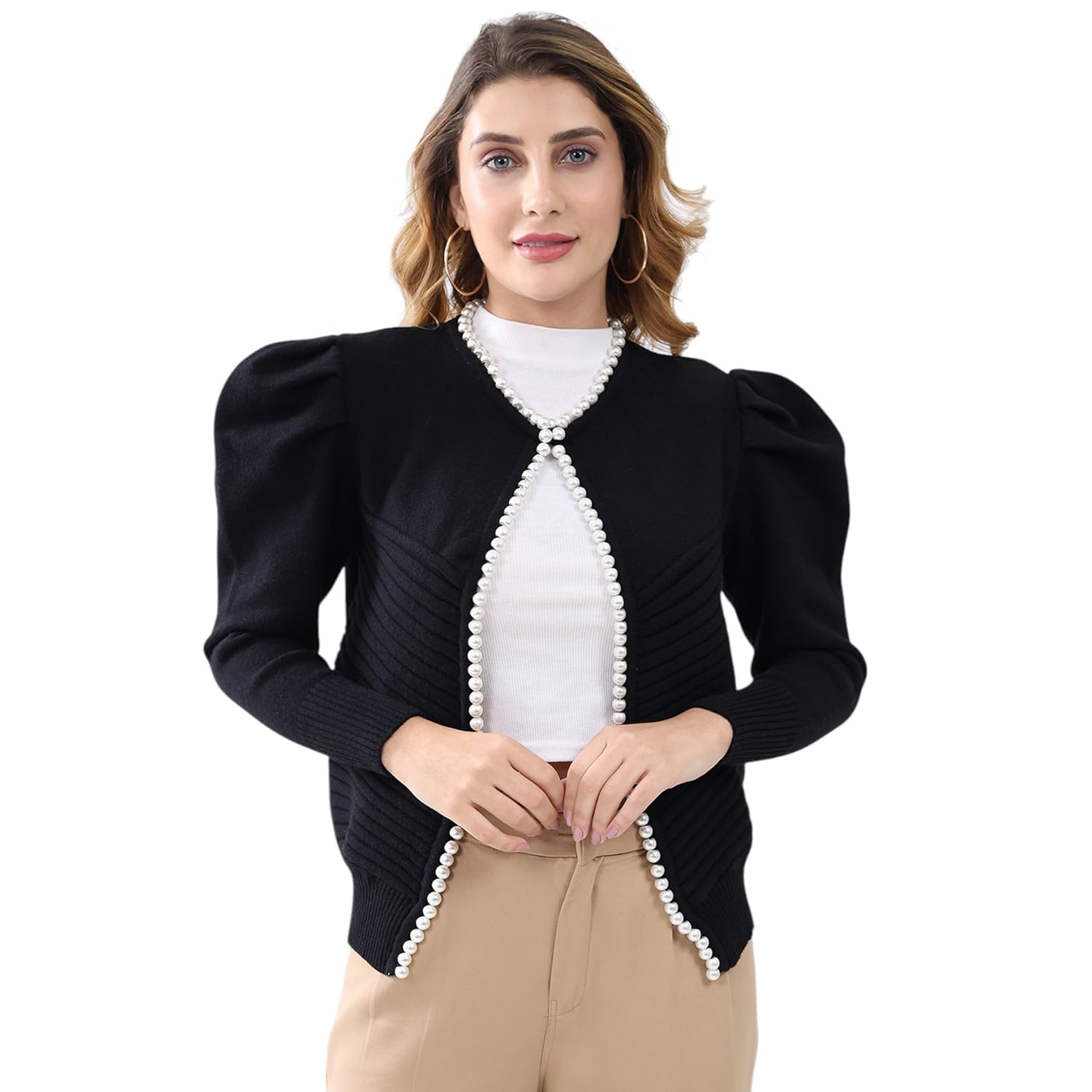 Women's Regular Fit Winter Cardigan | Self Designed Round Neck | Full Sleeve Front Open Stylish Cardigan for Women's-image-47