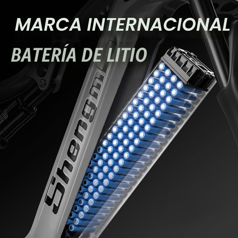 Shengmilo S600 de Doble suspensión, 𝐌𝐨𝐭𝐨𝐫 𝐃𝐨𝐛𝐥𝐞, 26 Pulgadas, neumáticos Anchos, batería de 840 WH con batería de Iones de Litio extraíble y 7 velocidades para Adultos y Hombres(Gris Mate)