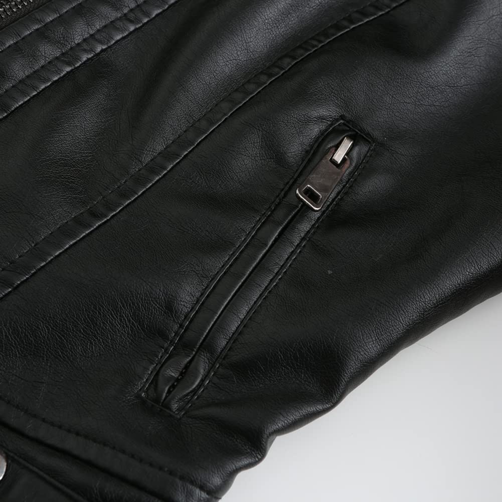 YYNUDA Lederjacke Damen Bikerjacke Stehkragen Frühling Herbst | Reißverschluss Kunstleder lange Ärmel gefütterter Schnitt Nieten Details Seitentaschen für Herbst Frühling Alltag Büro