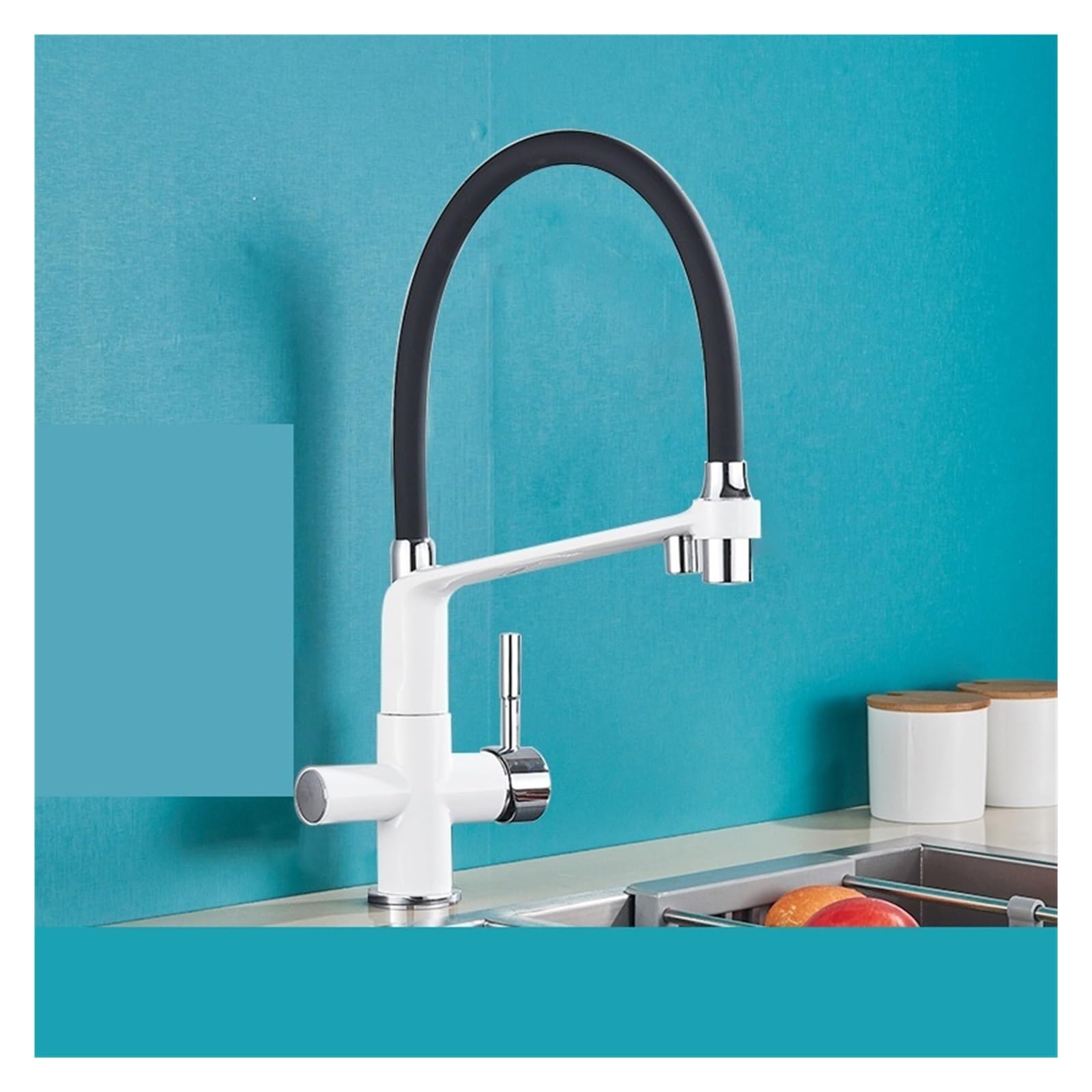 Aycdl Type A Black White Filtered Kitchen Faucets Pull Out 360 Rotation Mixer Tap Pure Water Crane For Kitchen Filtered Water Taps,-White Chrome-A
