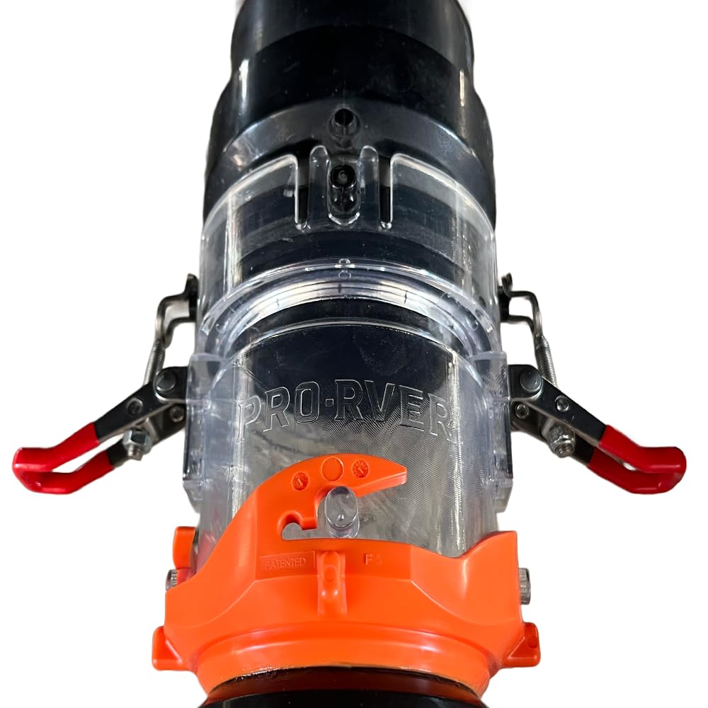 Connettore per tubo fognario RV – Sistema brevettato Push-Lock + morsetto, adattatore in acciaio inox a prova di perdite, installazione una tantum, raccordo rapido per tubo di scarico RV