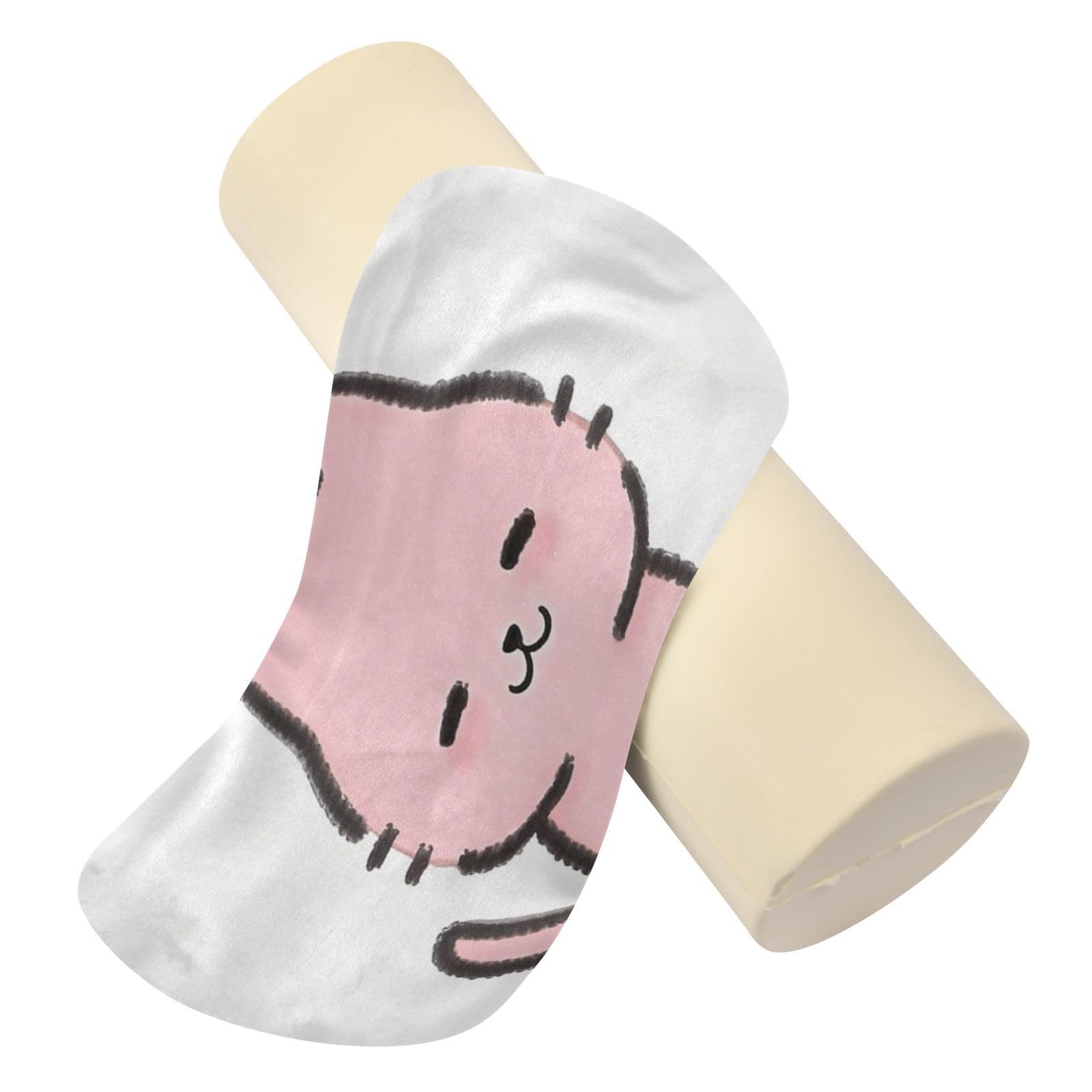EtherSpher Cartoon Cute Pink Cat Decorative Round Neck Roll Pillow Cylinder Pillow Memory Foam Cylinder Bolster Cover with Zipper almohada para piernas