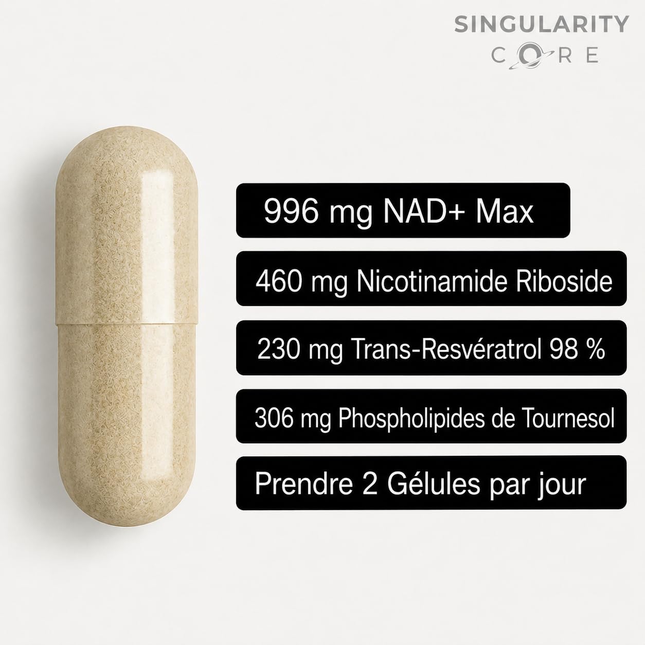 NAD+ Resvératrol Complex 996mg - 30 jours - Supplément avec Technologie Liposomale et Phospholipides - NR comme Alternative NMN - Soutien Métabolisme Energétique avec