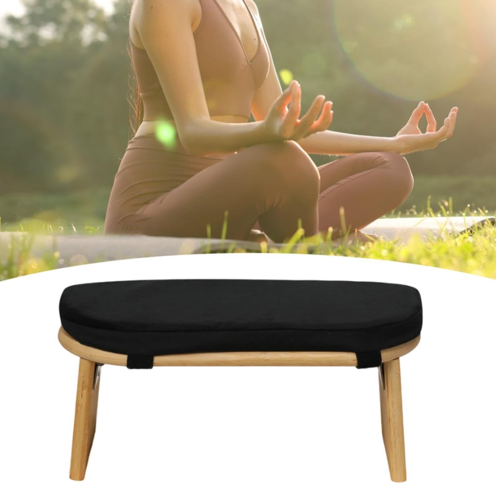 Menolana Meditation Bench Prayer Bench Comfortable Folding Soft Bamboo Kneeling Stool Meditation Chair for Office Leisure Tea Ceremony, Black