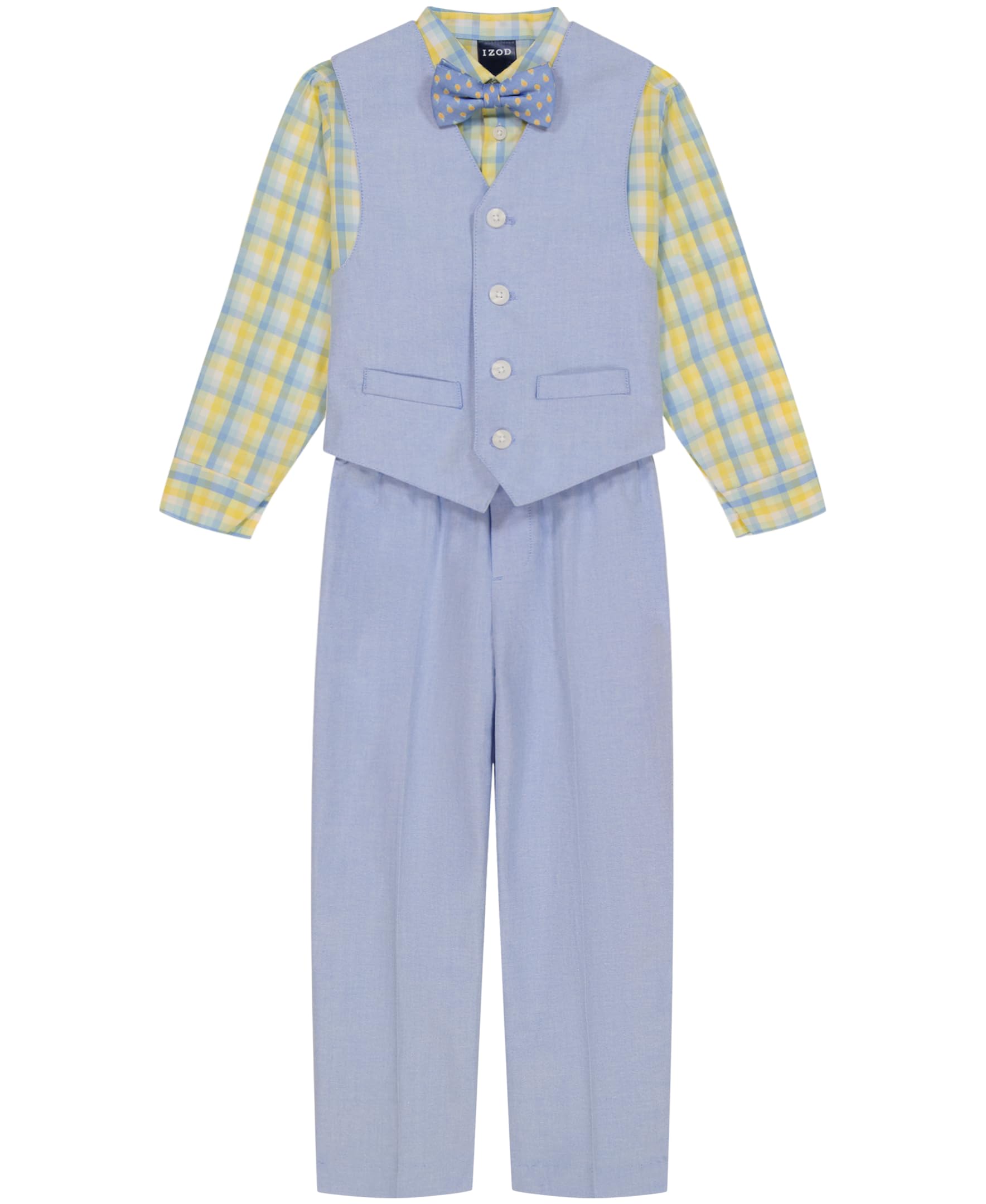 IZOD Boys' 4-piece Formal Dress Up Suit Set, Vest, Pants, Collared Shirt, and Tie
