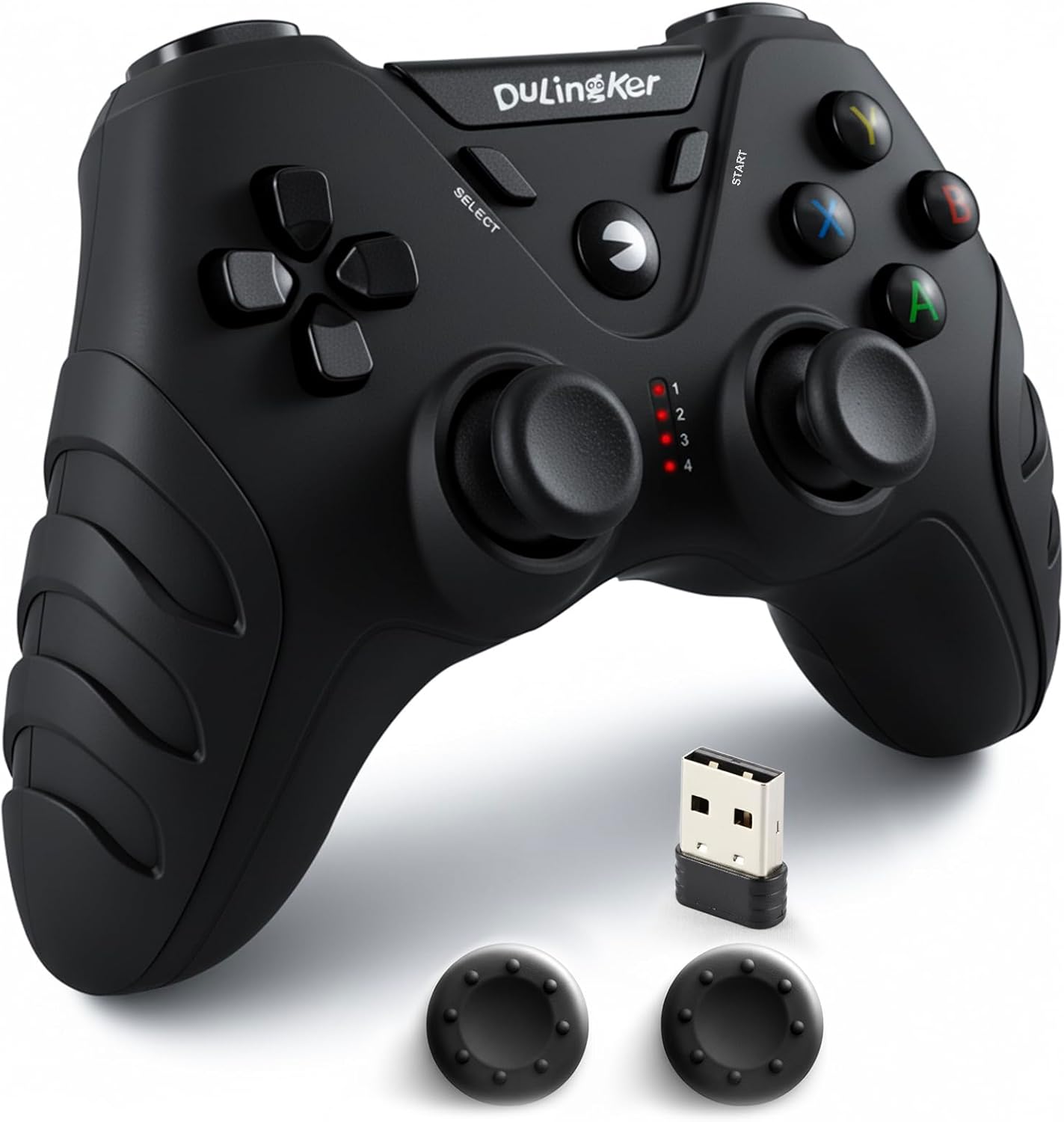 DuLingKer Controller PC Wireless, Controller PS3 PC Joystick con Hall Effect Joystick e Doppia Vibrazione, Wireless 2,4G Gaming Gamepad per Windows 11 10 8 7, PS3, Android TV, Steam, Raspberry Pi