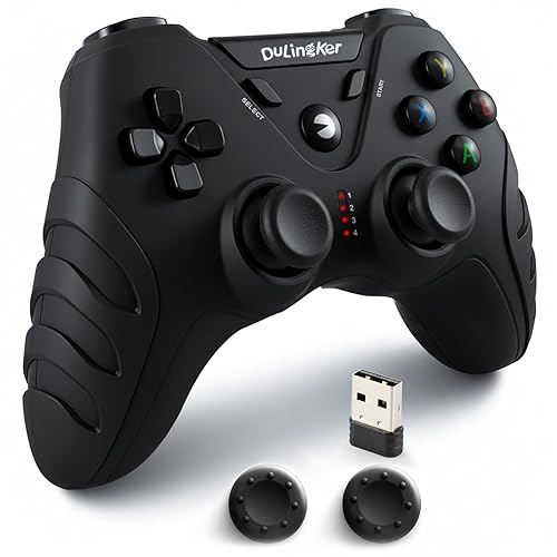 DuLingKer PC Controller Wireless, PS3 Controllers PC Gamepad with Hall Effect Joysticks and Dual Vibration, 2.4G Wireless Gaming Controller for