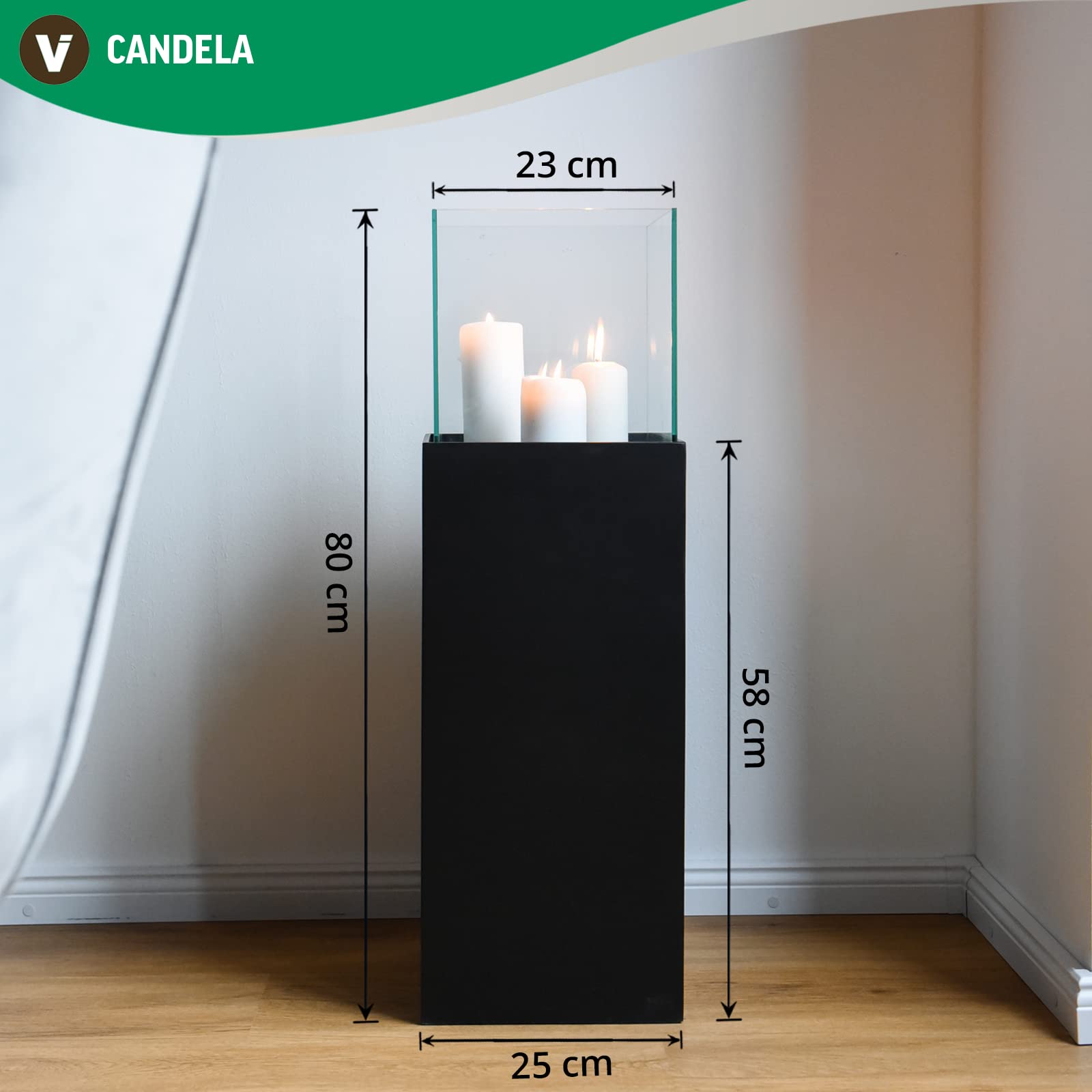 VIVANNO Windlicht-Säule Kerzenständer Deko-Laterne Candela Beton-Optik Anthrazit 80 cm hoch