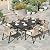 HERA'S HOUSE 7 Pieces Patio Table and Chairs Set, Outdoor Dining Set for 7, 6 x Cushioned Woven Rattan Patio Chairs and 1 x Black Metal Table with Umbrella Hole, Outdoor Rattan Dining Set for Lawn
