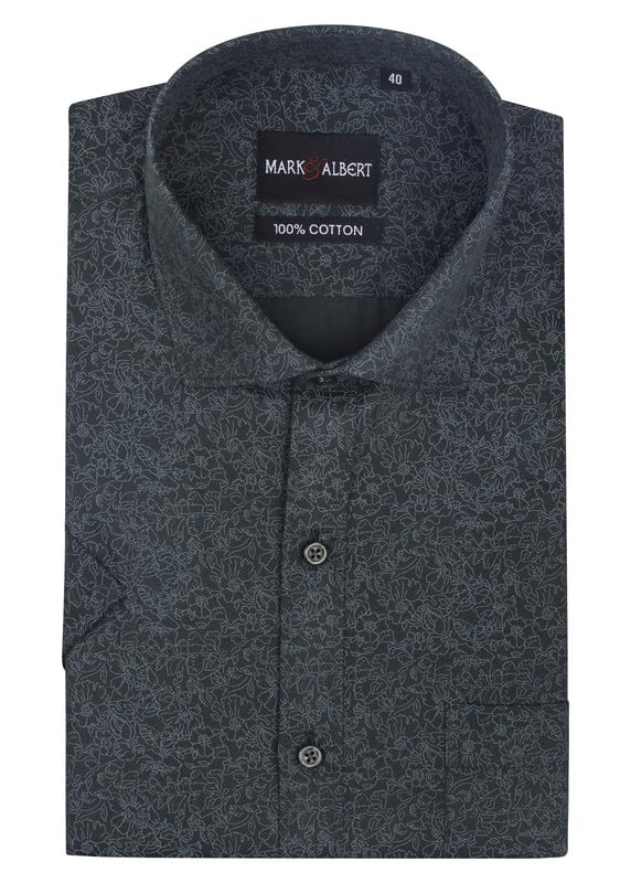 Image of MARK & ALBERT Men's 100% Cotton Printed Half Sleeves Regular Fit Shirt for Men