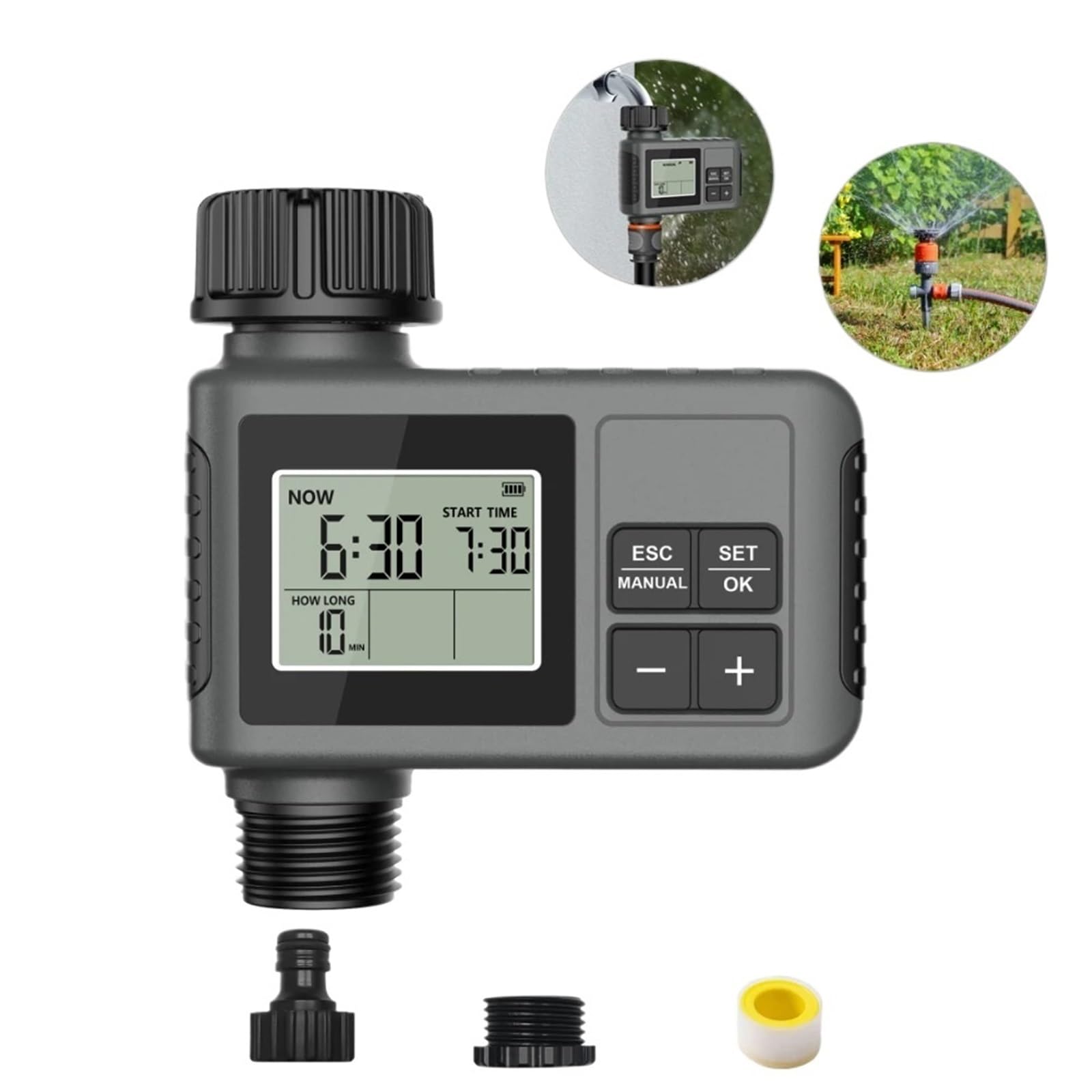 1 pz Timer for irrigazione con display Regolatore di irrigazione automatico Rubinetto for tubo flessibile Timer for irrigazione a goccia da giardino for piante da prato