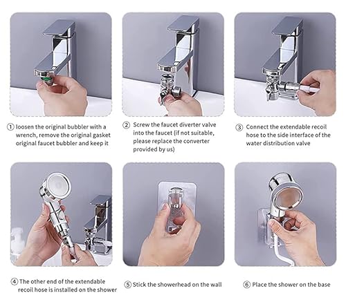 Sink Faucet Hose Sprayer Attachment, Handheld Shower Faucet Diverter, 3-Gears Water Outlet Mode And A Water Stop Function Hose Shower Set For Kitchen Faucet, Bathroom, Laundry Room,Pet Bathing #TOP3