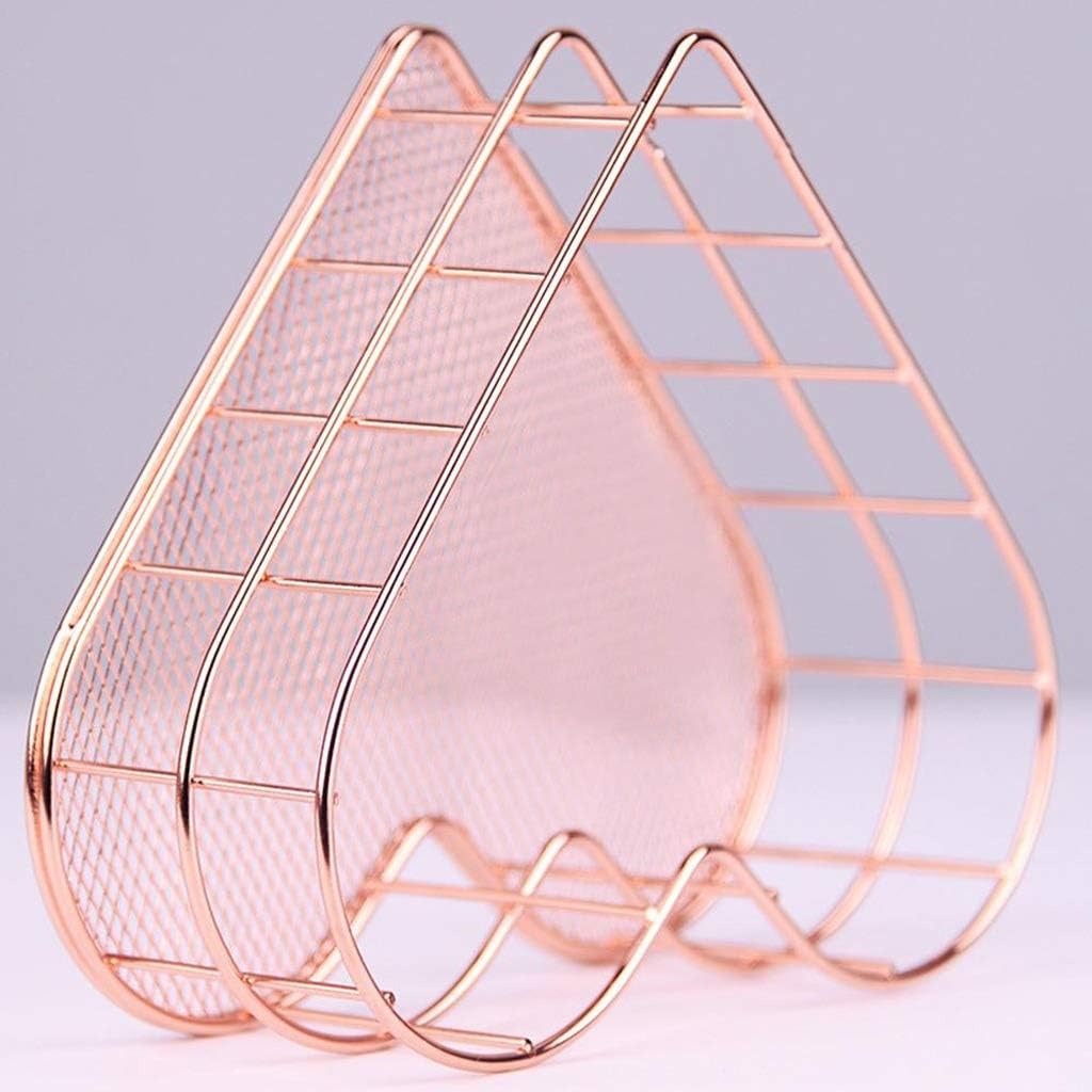 Heart Shape Storage Basket Table Cosmetics Organizer Holder Fashioble Iron Basket Lattice Nordic Rose Gold Domestic