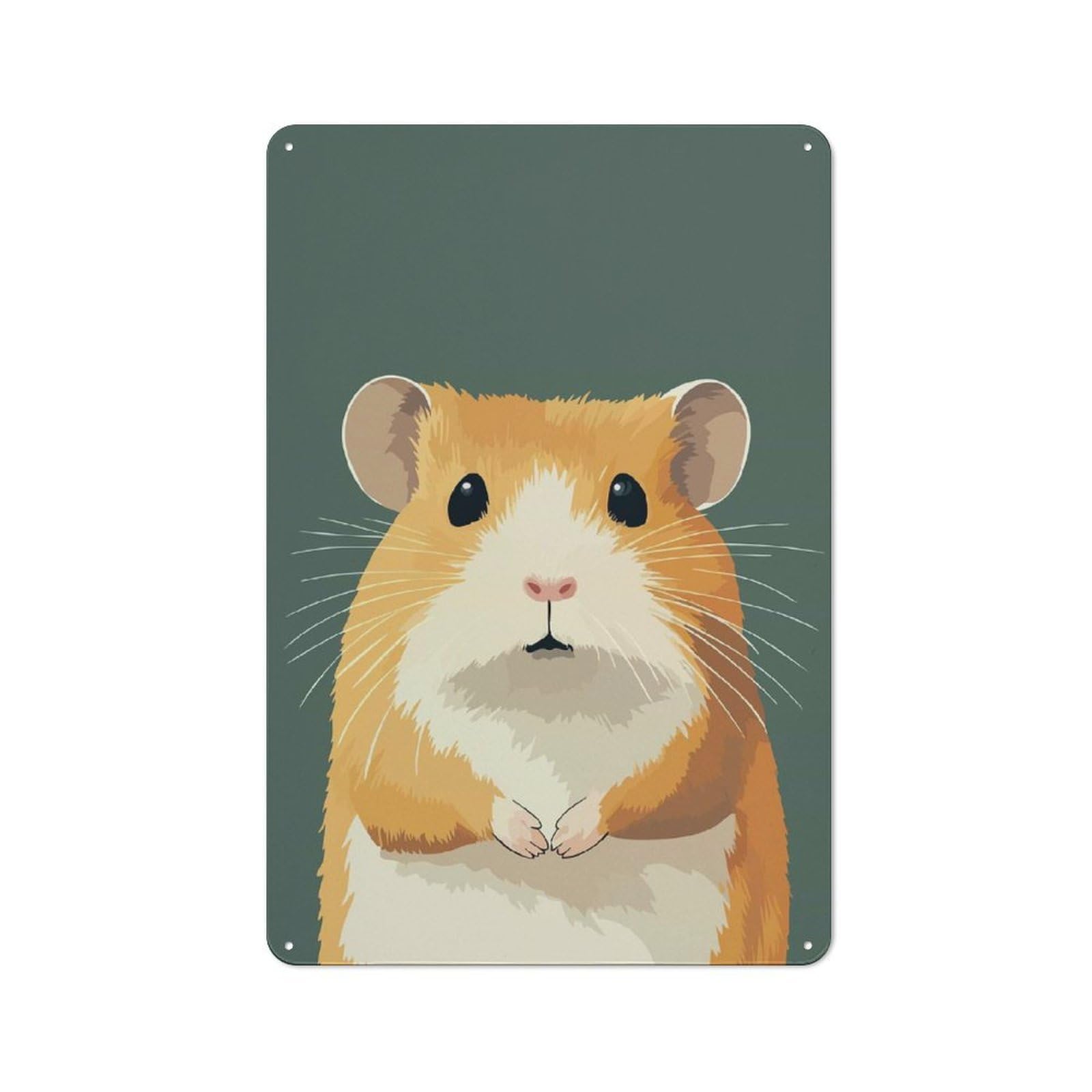 Funny Cute Hamster Illustration Rustic Tin Sign 30x20cm for Café Or Home Bar, Suited to Hospitality Decor Collectors