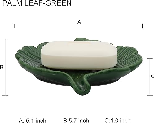 Miniatura 6 de Elegante jabonera de baño, jabonera de cerámica en estilo de hoja de palma, diseño autodrenante para baño