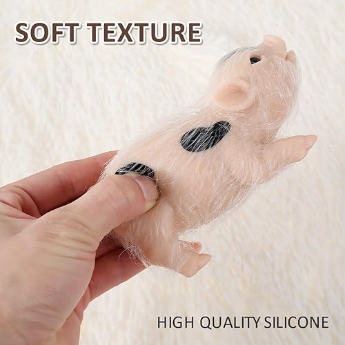 Miniatura 3 de Juguete de cerdo de silicona para regalar en Navidad, mini muñeca de cerdo de silicona suave y realista de 6 pulgadas, linda mascota en miniatura