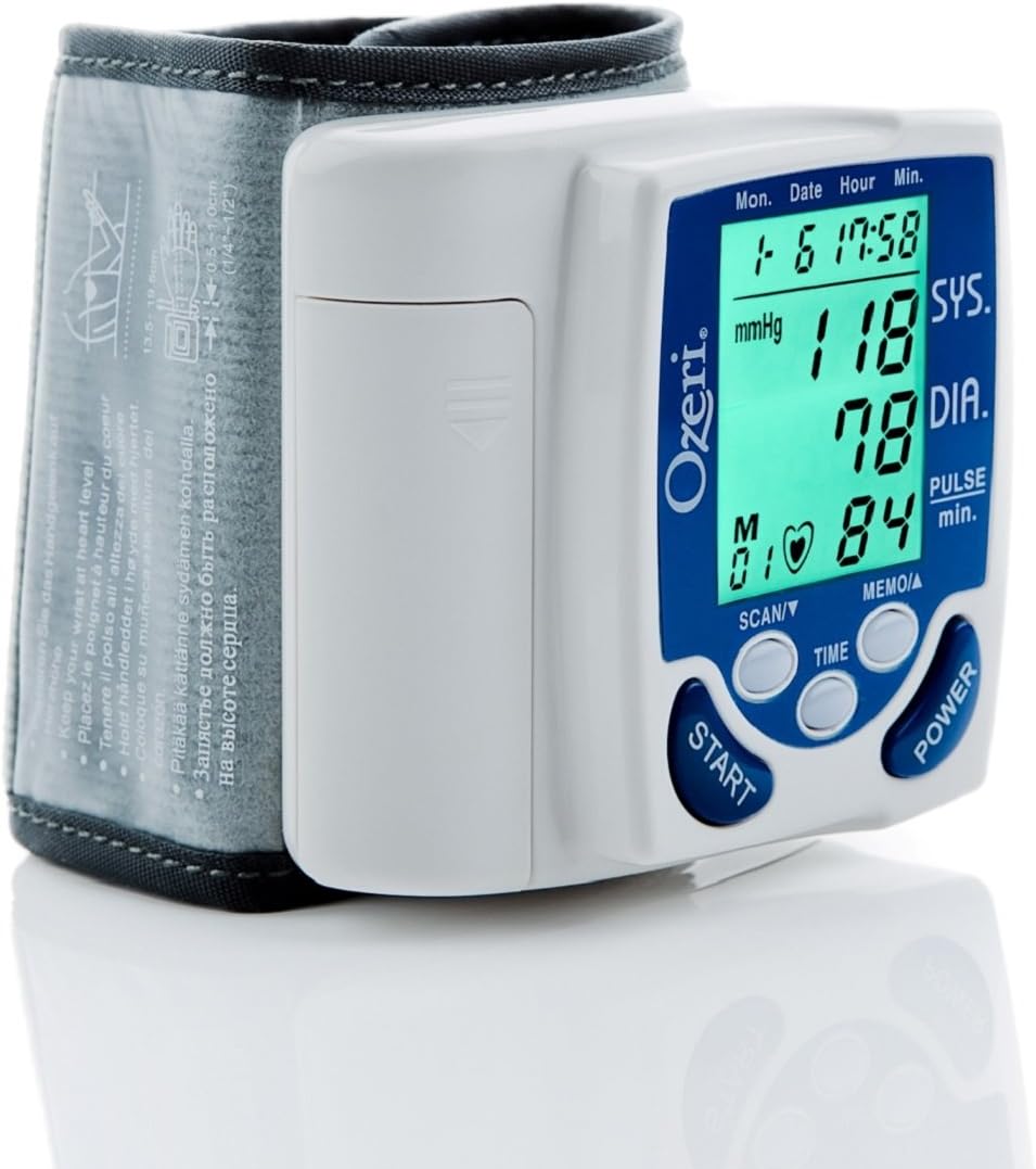 Ozeri BP2M CardioTech Blood Pressure Monitor on wrist with green display