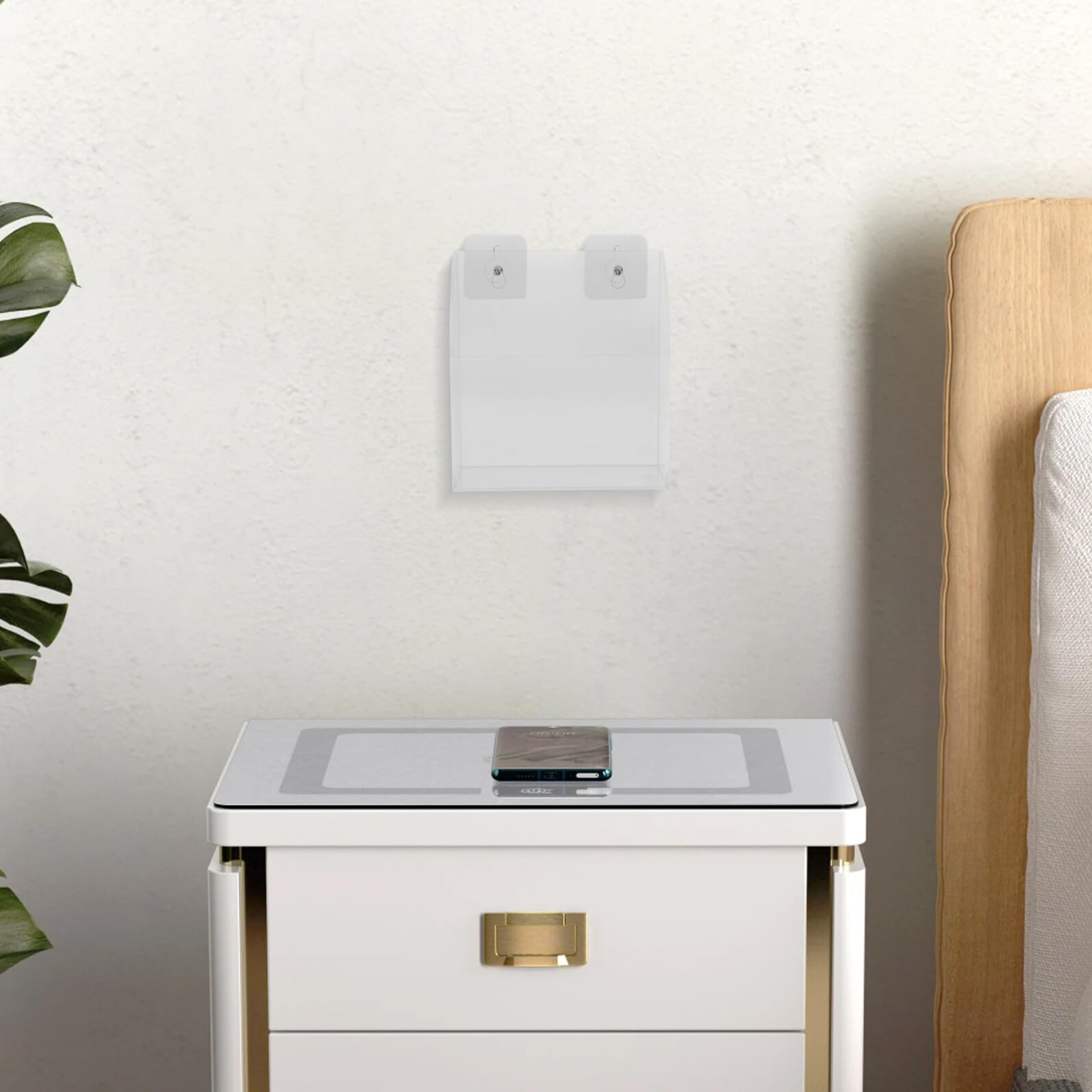 2 Pezzi Porta Telecomando da Parete in Acrilico Adesivo Autoadesivo, Contenitore per Telecomandi e Guanti, per Ufficio e Dormitorio, Design Contemporaneo
