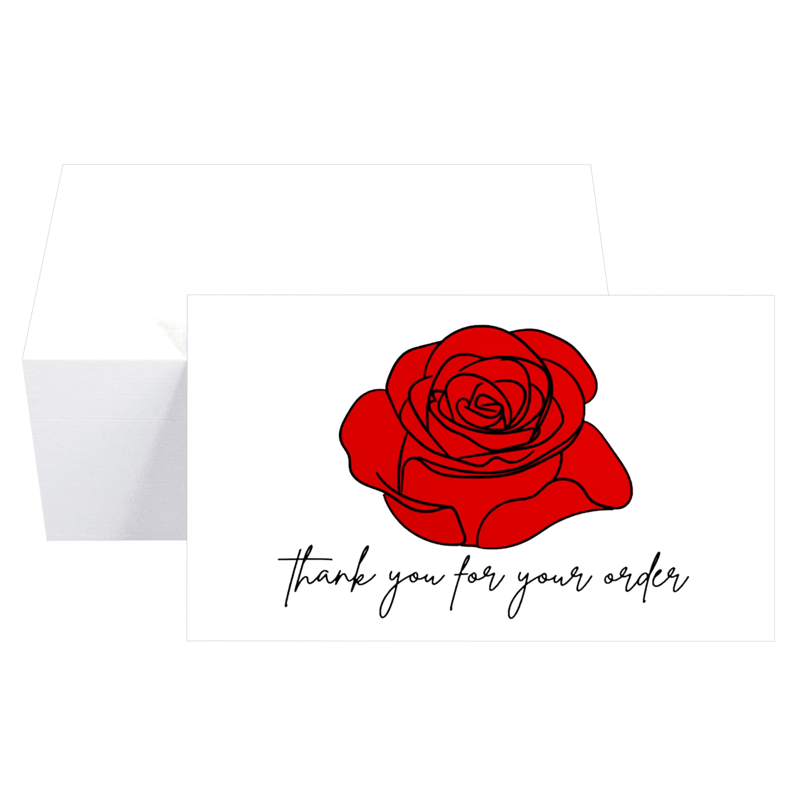 RXBC2011 Thank You for your order Cards Red Rose Client Appreciation Notes for Business 2x3.5 inches Pack of 100 Red