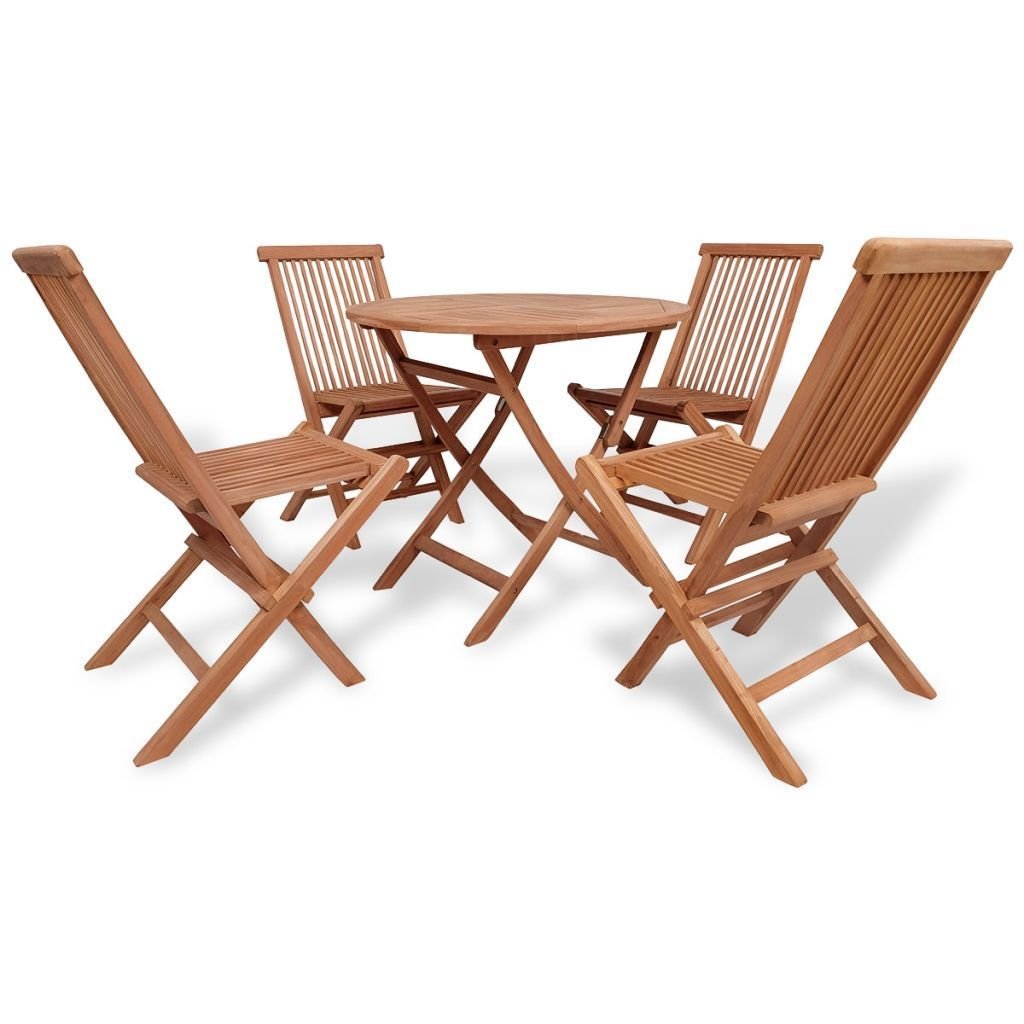 Amazon De Ld Teak Massivholz 5tlg Essgruppe Sitzgruppe Holz Sitzgarnitur Gartenmobel