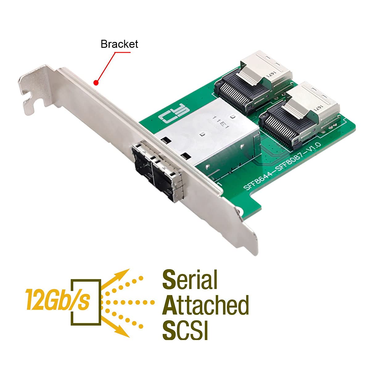 Cablecc Mini SAS HD SFF-8644 de puertos duales a Mini SAS SFF-8087 PCBA adaptador hembra con soporte de perfil bajo
