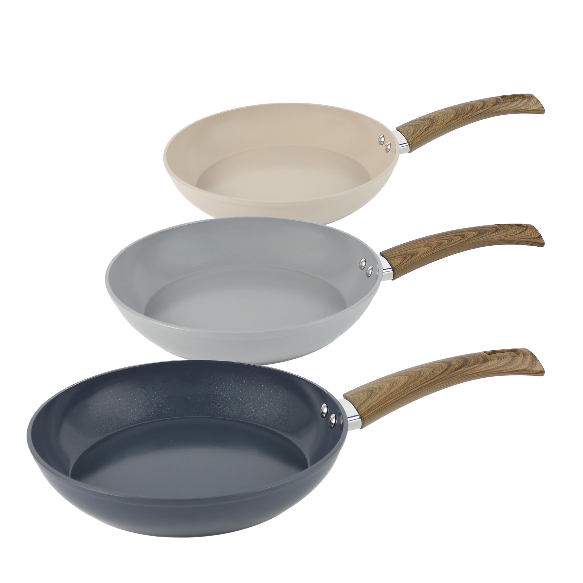 Quttin - Juego 3 Sartenes Tuttifrutti 22,26,30 cm Aluminio Forjado Antiadherente Mango Soft Touch, Apto para Inducción Gas Vitrocerámica Eléctrico y Halógeno, Libre de PFOA