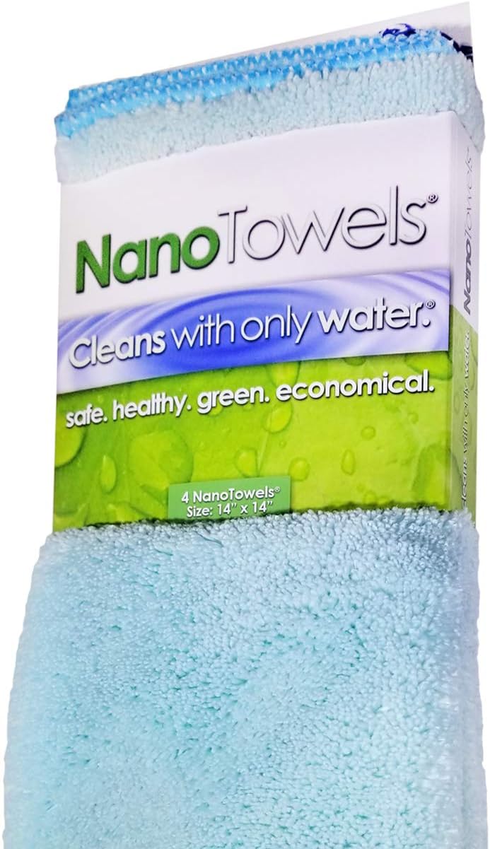 Nano Towels - The Amazing Eco Cloth that Cleans Virtually Any Surface with Only Water. No More Paper Towels Or Toxic Chemicals. 4-Pack (14x14, Seashore Teal)