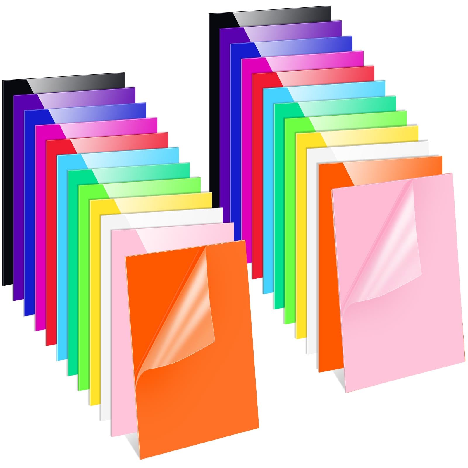 Remerry 24 Pcs 7 x 5 Inch Colored Acrylic Sheets, 12 Colors Opaque Panels with Paper Covering, 0.08'' Thick (2mm), for Crafts, DIY Projects, Printed