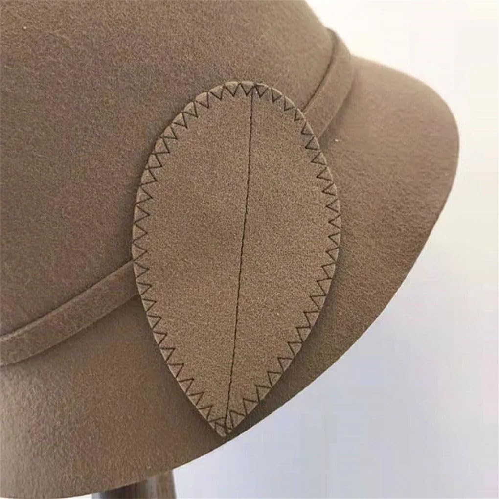 Cappello invernale da donna in tinta unita in lana caldo cappello alla benna con foglie decorare signora chiesa partito cloche cappello a bombetta