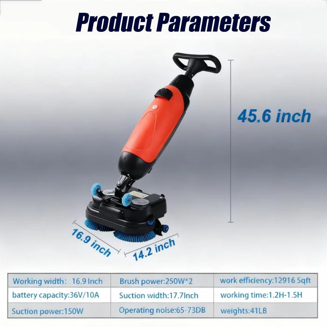 Fregadora de Suelos Comercial-Mini MáQuina para Una Limpieza Eficiente,con Doble Disco de Cepillo, Pulidora Multifuncional A BateríA, RotacióN de 360°,10700 Pies Cuadrados Red