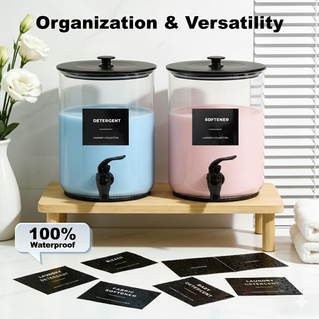 Glass Laundry Detergent Dispenser for Laundry Room Organization-2 Black image 5