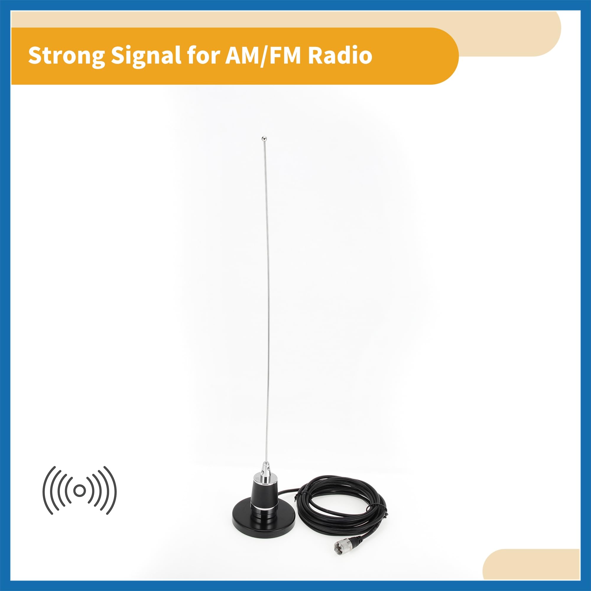 A ABSOPRO 1 Juego Universal Ventosa Señal Antena Coche Camión 19.7" Montaje Antena Radio Coche Negra con Cable 196.9" Reemplazo de artículo