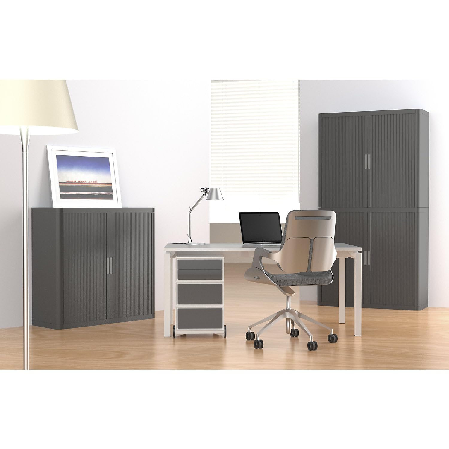 Caisson roulant en plastique - 1 tiroir, 2 tiroirs pour dossiers suspendus - blanc/blanc - caisson de bureau caisson hauteur bureau caisson pour bureau caisson roulant mobilier de bureau