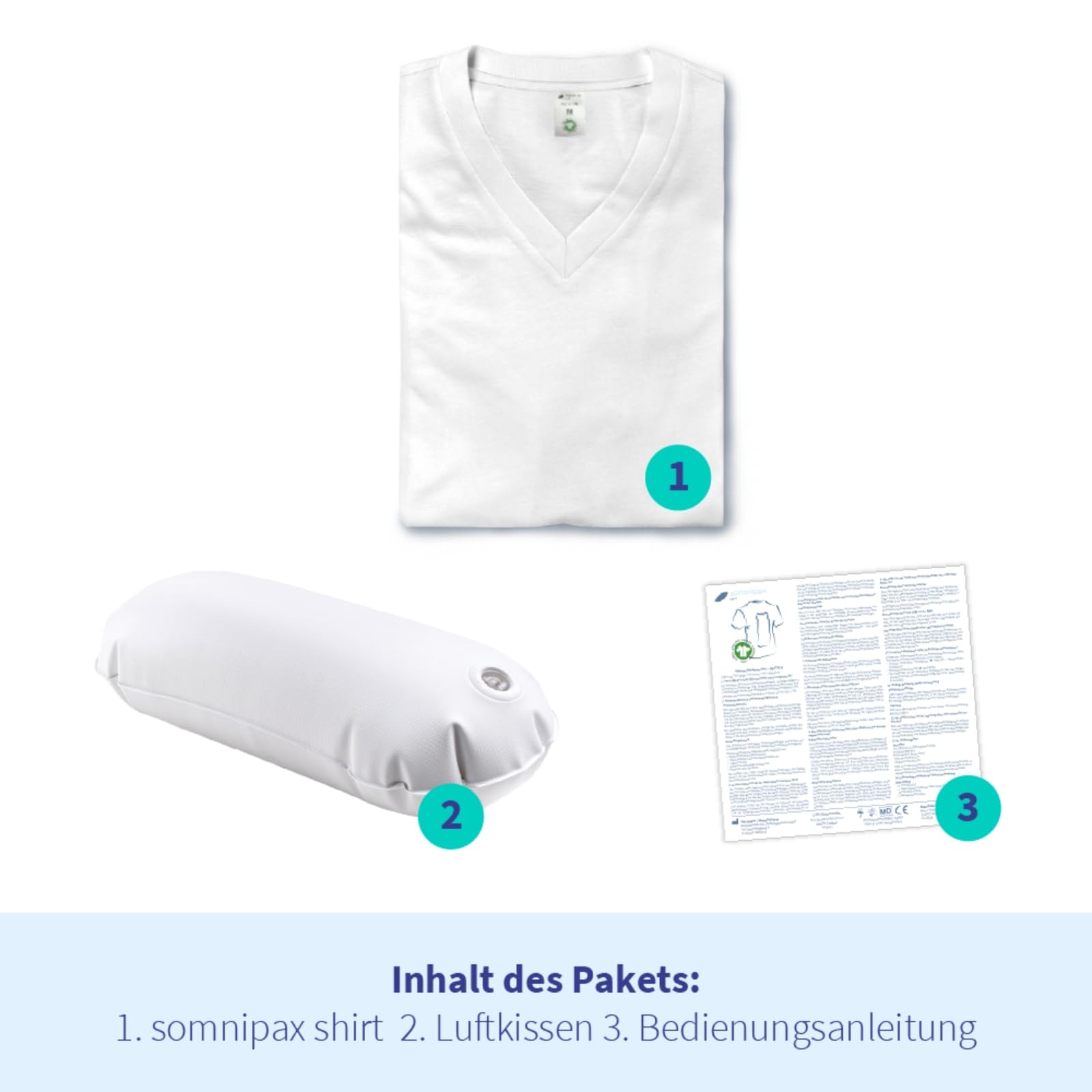 Comfort Anti-Schnarch-Shirt mit Luftkissen, 100% Bio-Baumwolle, Hilfe bei CPAP-Therapie, gegen Schlafapnoe + Schnarchen
