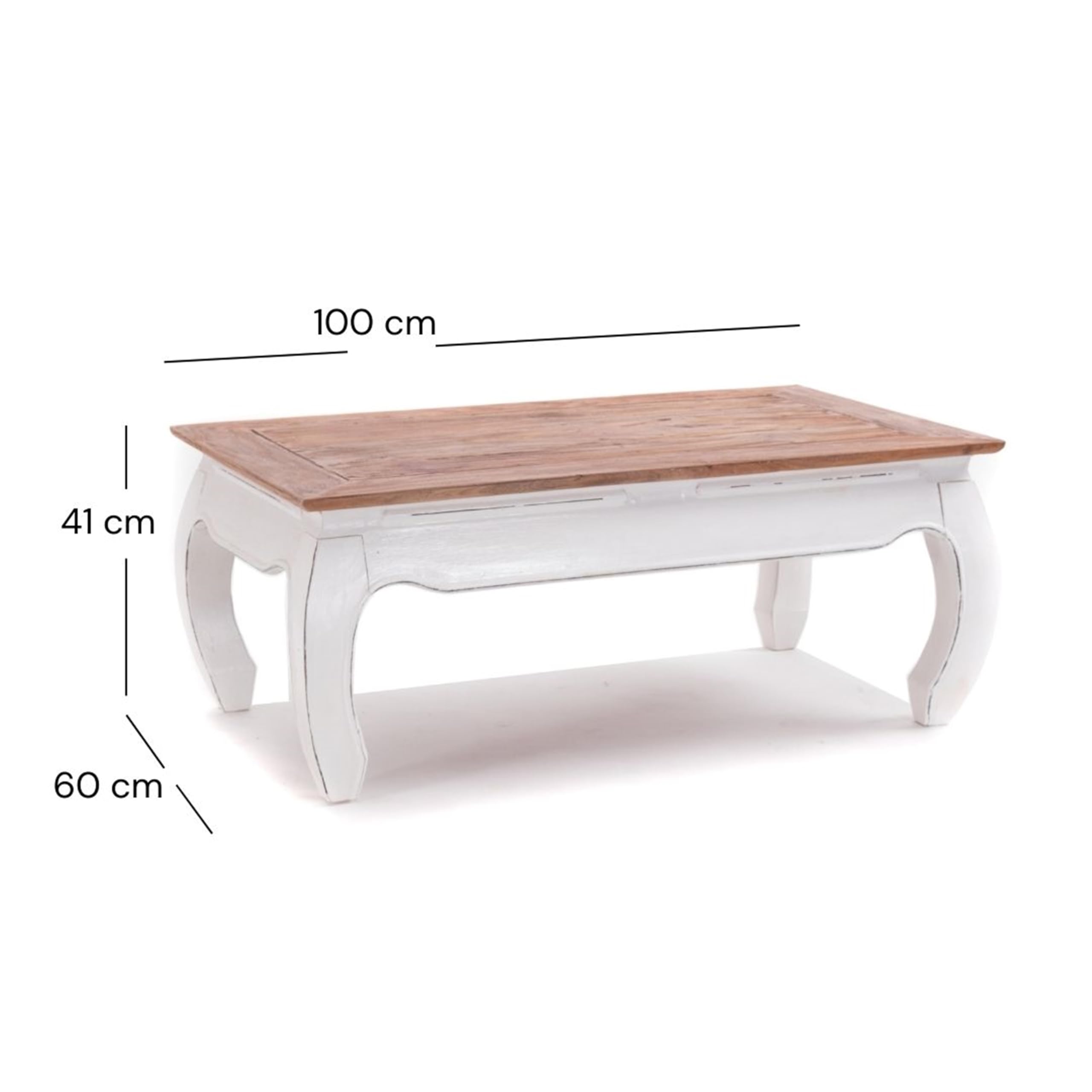 Tavolino da salotto in legno di mogano riciclato, design Opium East, 100 x 60 x 41 cm (larghezza x profondità x altezza)