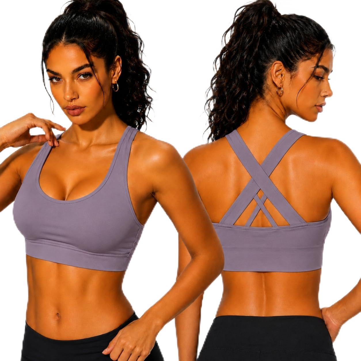 Avondii Damen Sport - BH gepolstert, ohne Bügel, mit Kreuzrücken. Bietet starken Rückenstützhalt, ist Anti - Schweiß atmungsaktiv. Geeignet für Fitness, Joggen, Laufen und Yoga.
