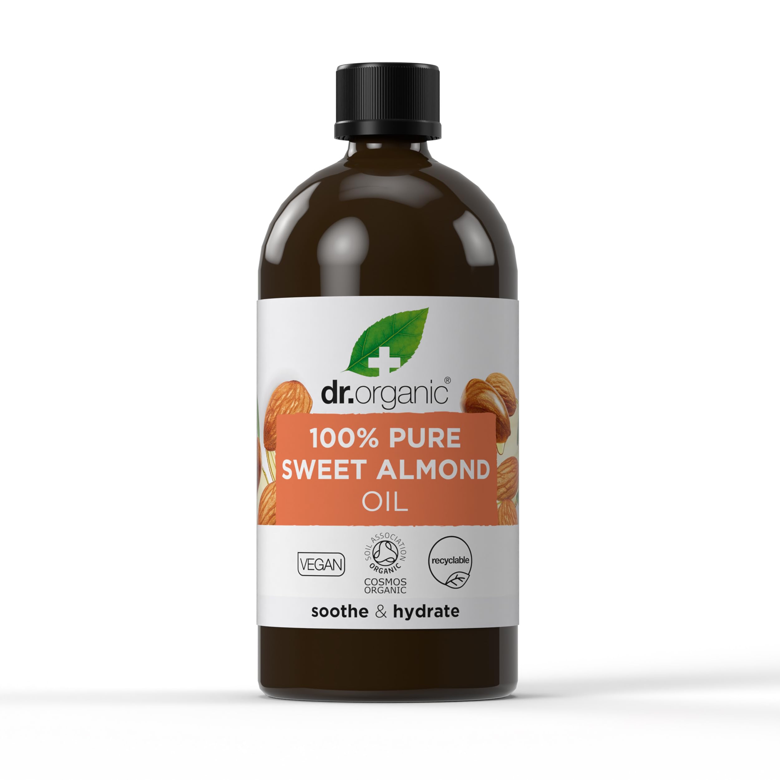 Dr Organic Sweet Almond Oil, 100% Pure & Natural, Hydrating, Multi Action, Face, Body & Hair, Massage, Carrier Oil, Aromatherapy, Vegan, Cruelty Free, Paraben & SLS Free, Certified Organic, 100ml
