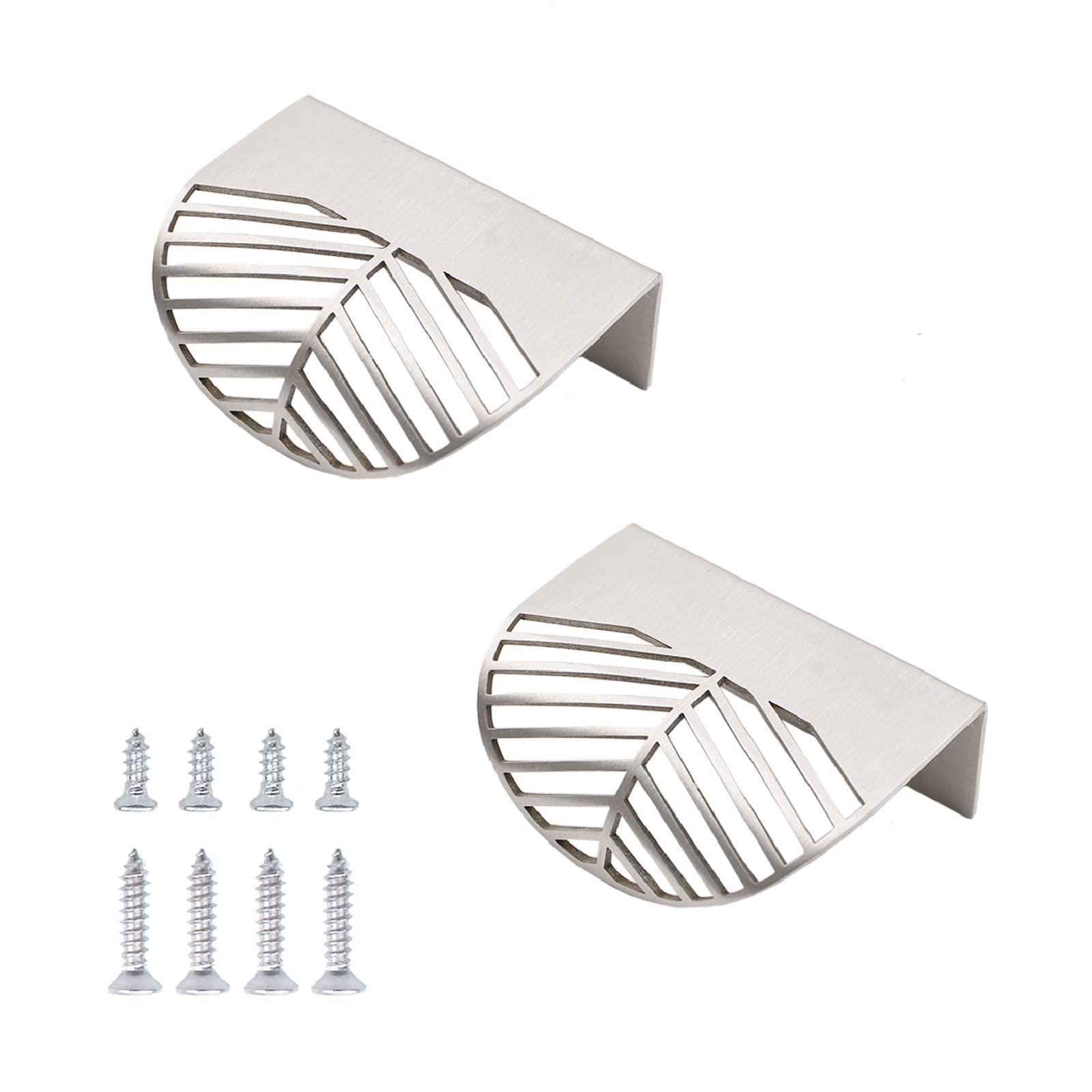 MOROBOR Stainless Steel Finger Edge Pull, 2pcs Leaf Shaped Cabinet Handles, Decorative Furniture Handles with Mounting Screws for Cupboard Cabinet Wardrobe Drawer (Silver)