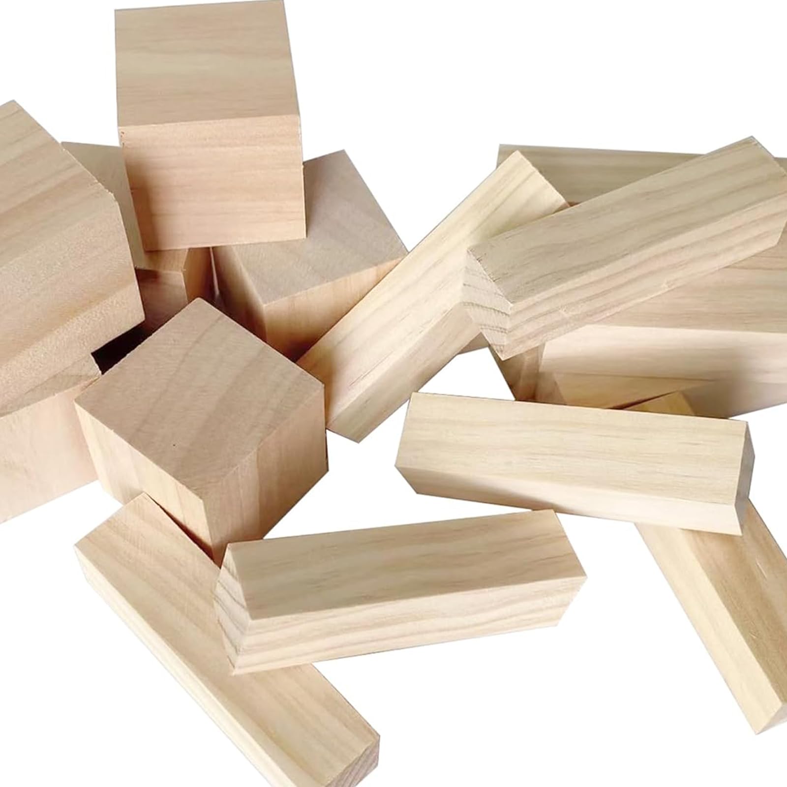 PXBBZDQ Basswood Carving Blocks 18 PCS Unfinished Wood Cubes Square Blank Wooden Blocks for Crafts, Baby Blocks