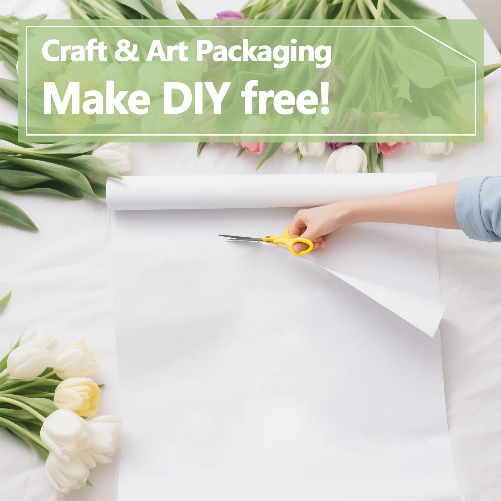 Rouleau de papier kraft, emballage cadeau et bouquet d'artisanat pour déménagement, emballage de tableau d'affichage (blanc, 91,4 x 3,810 cm, 3,7 m)
