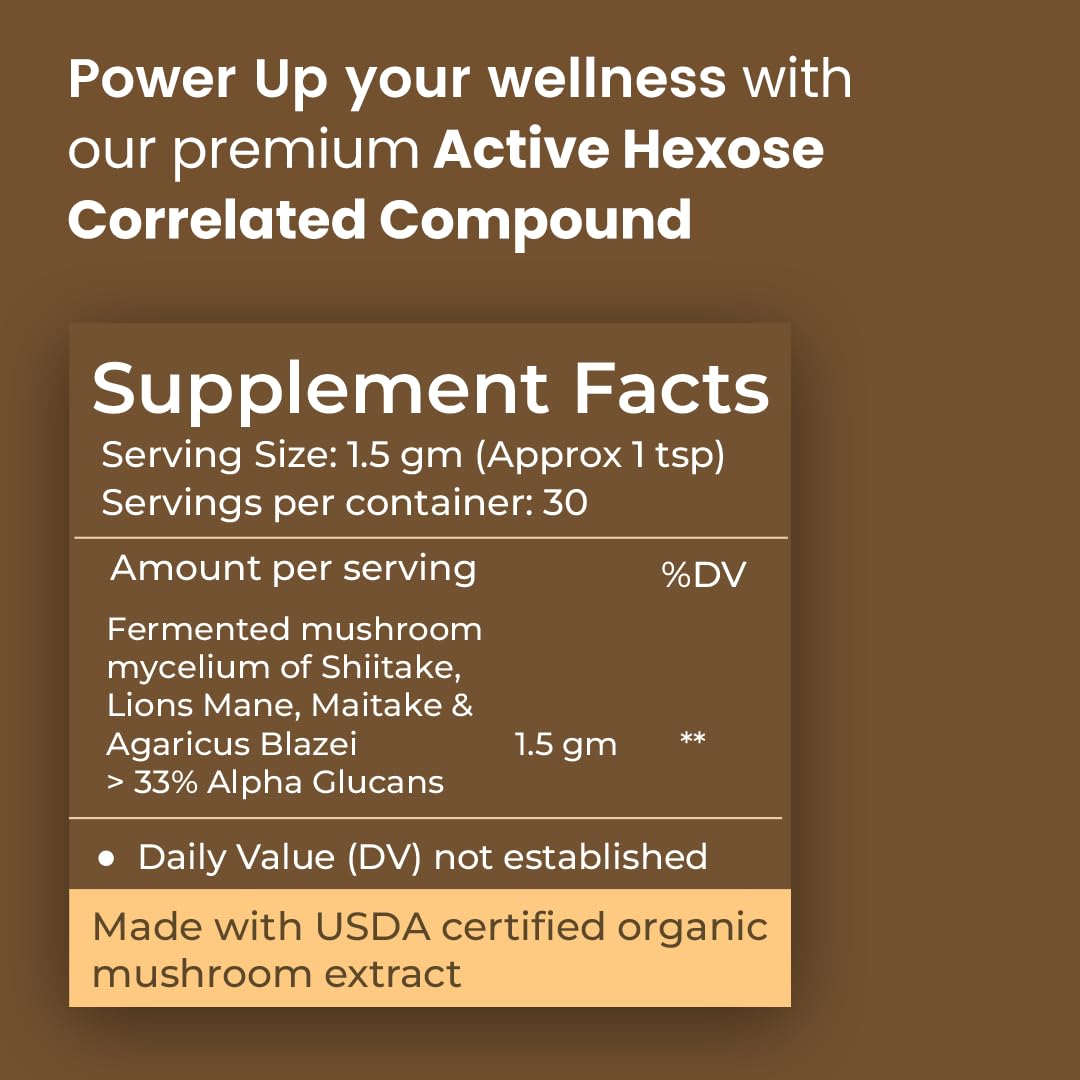 Rooted Active Organic Active Hexose Correlated Compound Powder | Immune Support Supplement | Mushroom-Derived Extract | 100% Natural, Vegan, Lab-Tested Immunity Booster (45 Grams) - Image 6 thumbnail