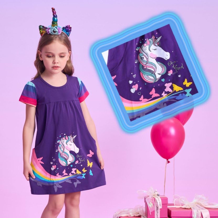 VIKITA Summer Girls Dresses Short Sleeve Casual Toddler Girl Clothes Schoold Outfits for Kids3