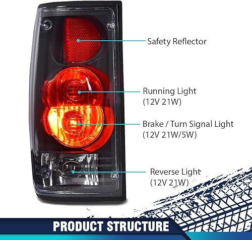 Miniatura 3 de PIT66 Luces traseras compatibles con Toyota Hilux Pickup Truck 1989 1990 1991 1992 1993 1994 1995 Luces de freno traseras lente transparente carcasa