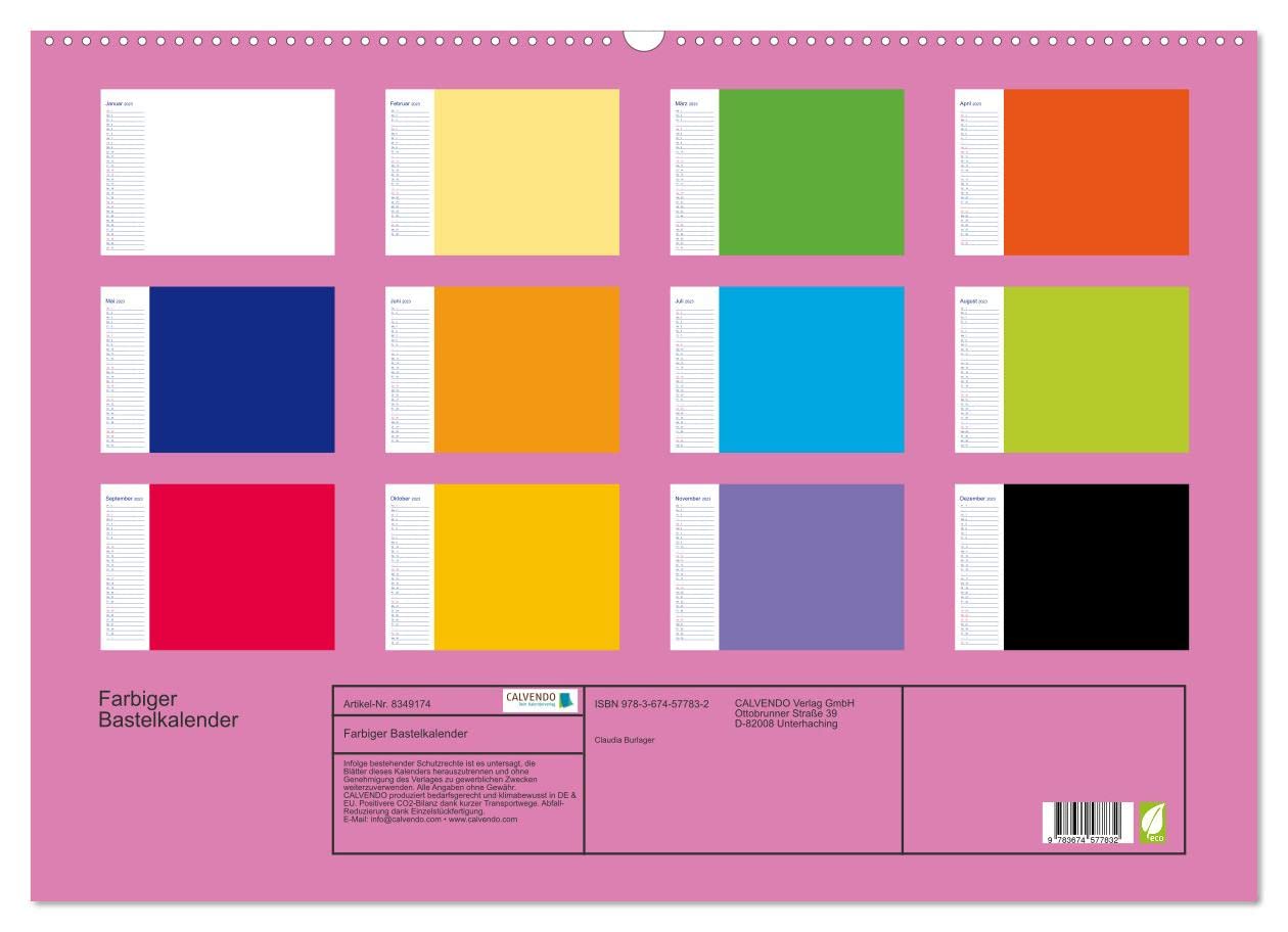 Farbiger Bastelkalender (Wandkalender 2023 DIN A2 quer): Basteln für die ganze Familie (Geburtstagskalender, 14 Seiten ) (CALVENDO Hobbys)