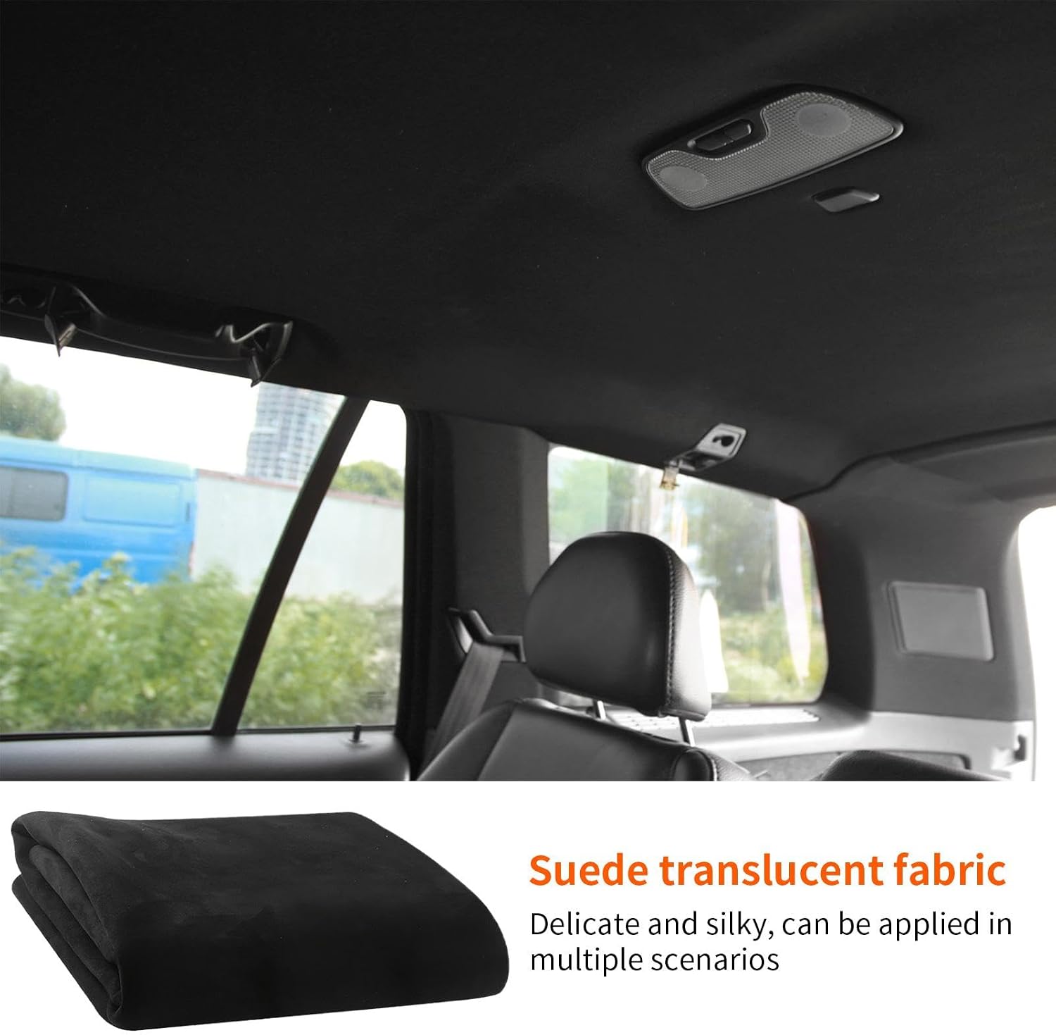 Black Headliner Fabric, Vehicle Headliner Fabric, Upholstery Headliner Fabric, Car Interior Accessories for Car Repair and Replacement, Black