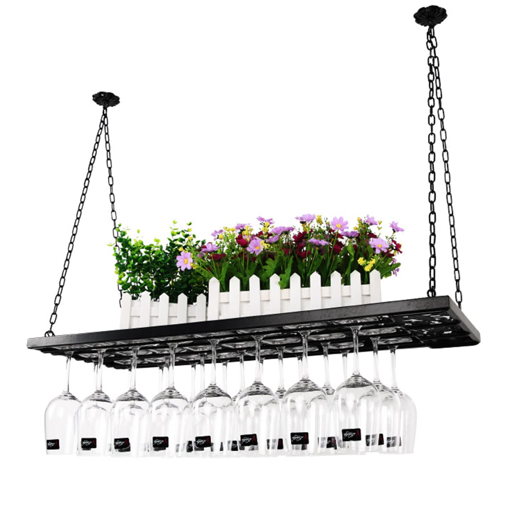 Support bouteilles vin suspendu plafond pour optimiser l'espace bar cuisine
